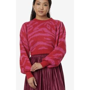 En Saison Mavis Sweater Top Raspberry Pink Zebra Pattern Size Small